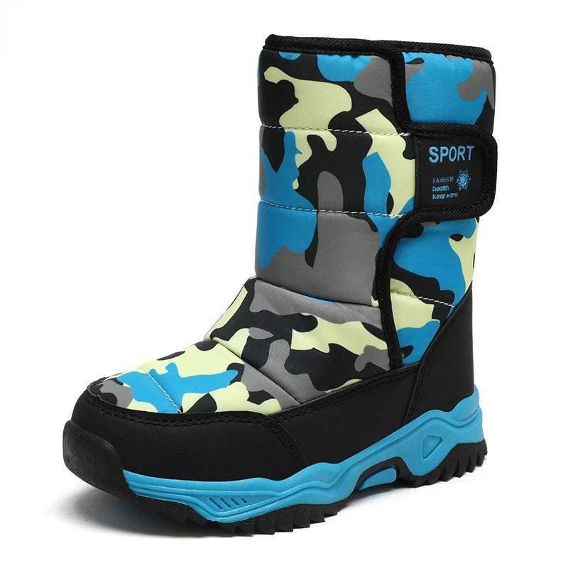 Детские водонепроницаемые нескользящие зимние сапоги для снега с теплой велюровой подкладкой