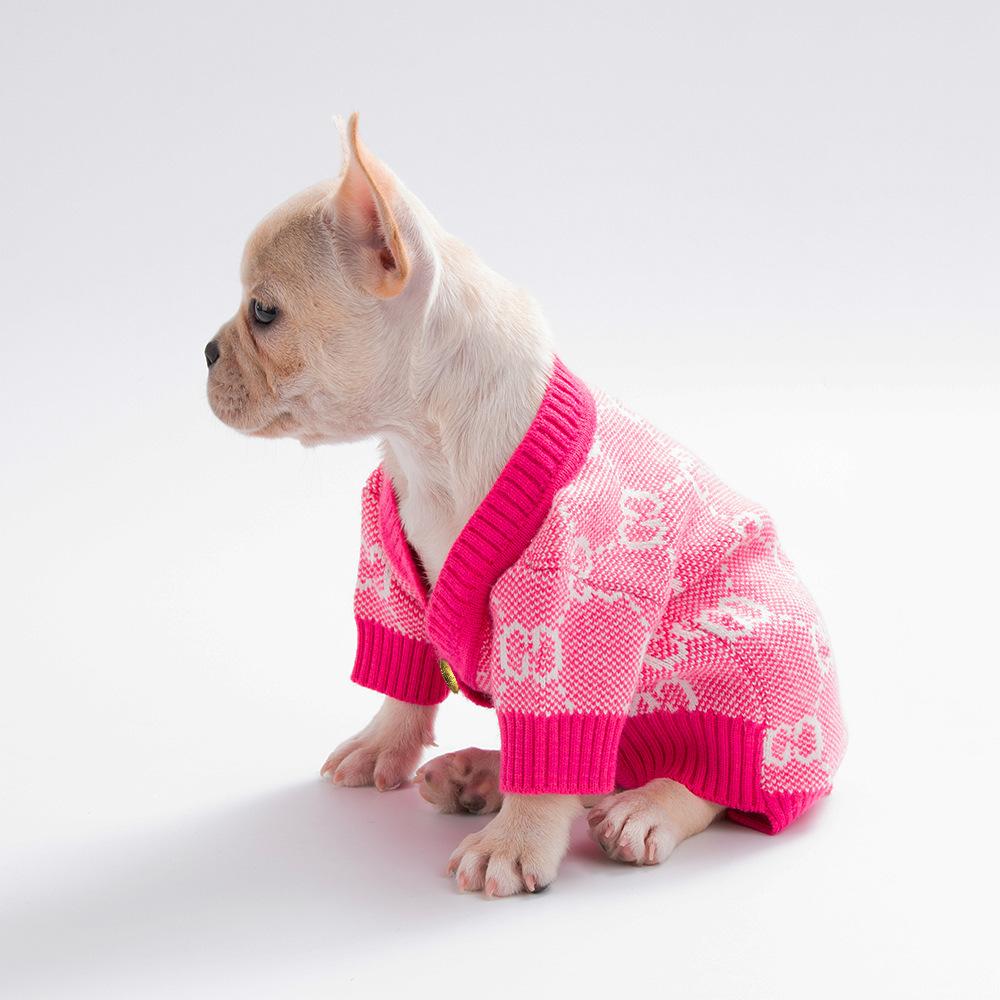 New Designer Tide Brand Pet Sweater Autumn/winter Knitted Cardigan Puppy Clothes Dog Costume Bago Teddy Dog Clothing