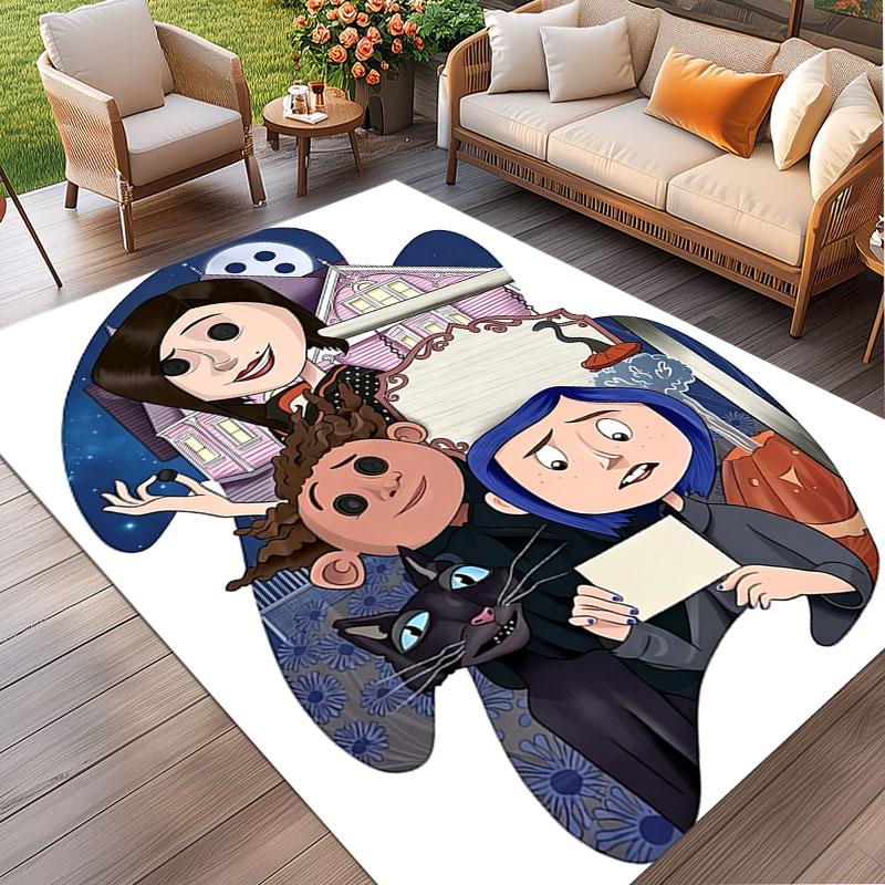 Coraline Print Rug, Washable Floor Carpet, For Entryway Dorm Laundry Room Office Study, Home Decor Birthday Christmas Gift
