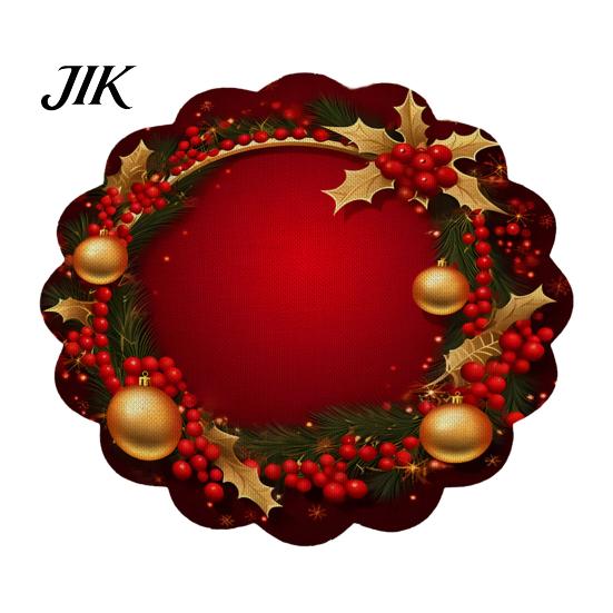 Round Washable Placemats Christmas Placemat, 14 Inch Festive Pattern Anti Slip Tabletop Protector, Party Table Setting Heat Insulation Place