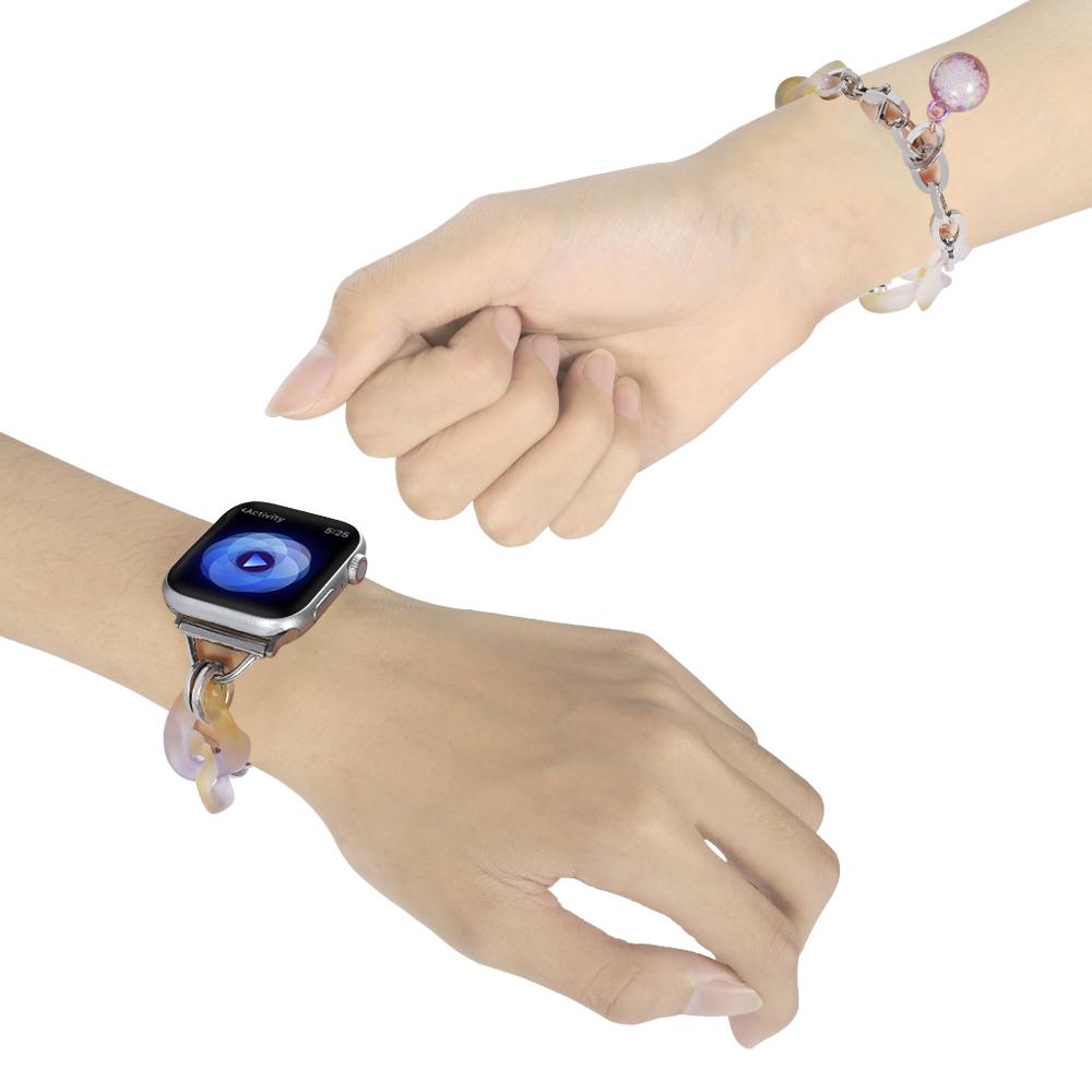 Модный роскошный браслет из смолы для Apple Watch Series 9/8/7/6/5/4/3/2/SE ремешок для часов из нержавеющей стали для IWatch Ultra 2 49 мм 41 мм 45 мм 40 44 мм 38 42 мм ремешок