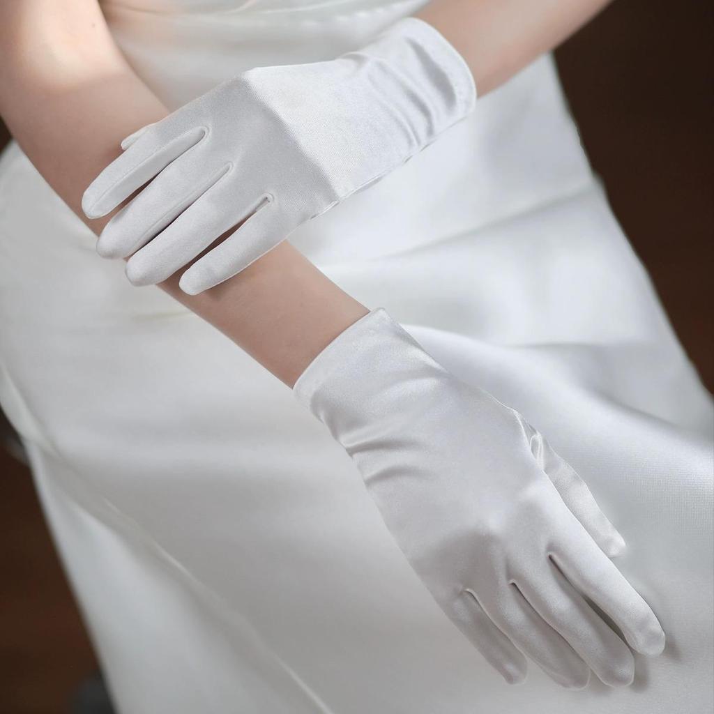 White Satin Extra Long Over-Elbow Bridal Gloves
