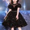 Children's Dress Princess Dress With Bow Solid Color Sequin Performance Cake Dress
