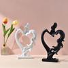 Heart Shape Resin Figurines Nordic Style Lovers Sculpture Kissing Couple Sculpture  Bedroom