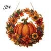 Seasonal Decoration Piece Pumpkin Acrylic Window Hanging Decor, Fall Harvest Wreath Ornament for Holiday Thanksgiving Halloween, Indoor Outdoor