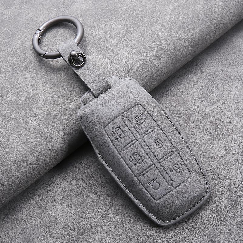 Sheepskin Leather 6 Buttons Car Key Case Cover Shell Fob For Hyundai Genesis GV70 GV80 GV90 2020 2025 2025 Auto Accessories