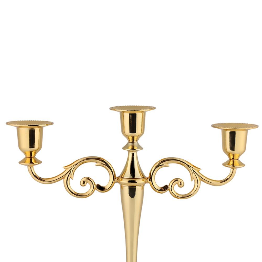 Gold Metal Candle Holder 3 Arm Candlestick Holder Candelabras Candle Candelabra Wedding Decor