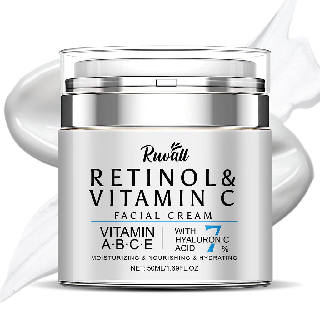 Ретинол Коллаген Прессованная Баночка Ретинол VC Крем для Лица 50мл Гладкий Нежный Сияющий и Прозрачный Быстрое Впитывание Кожей Ретинол Антивозрастная Сыворотка