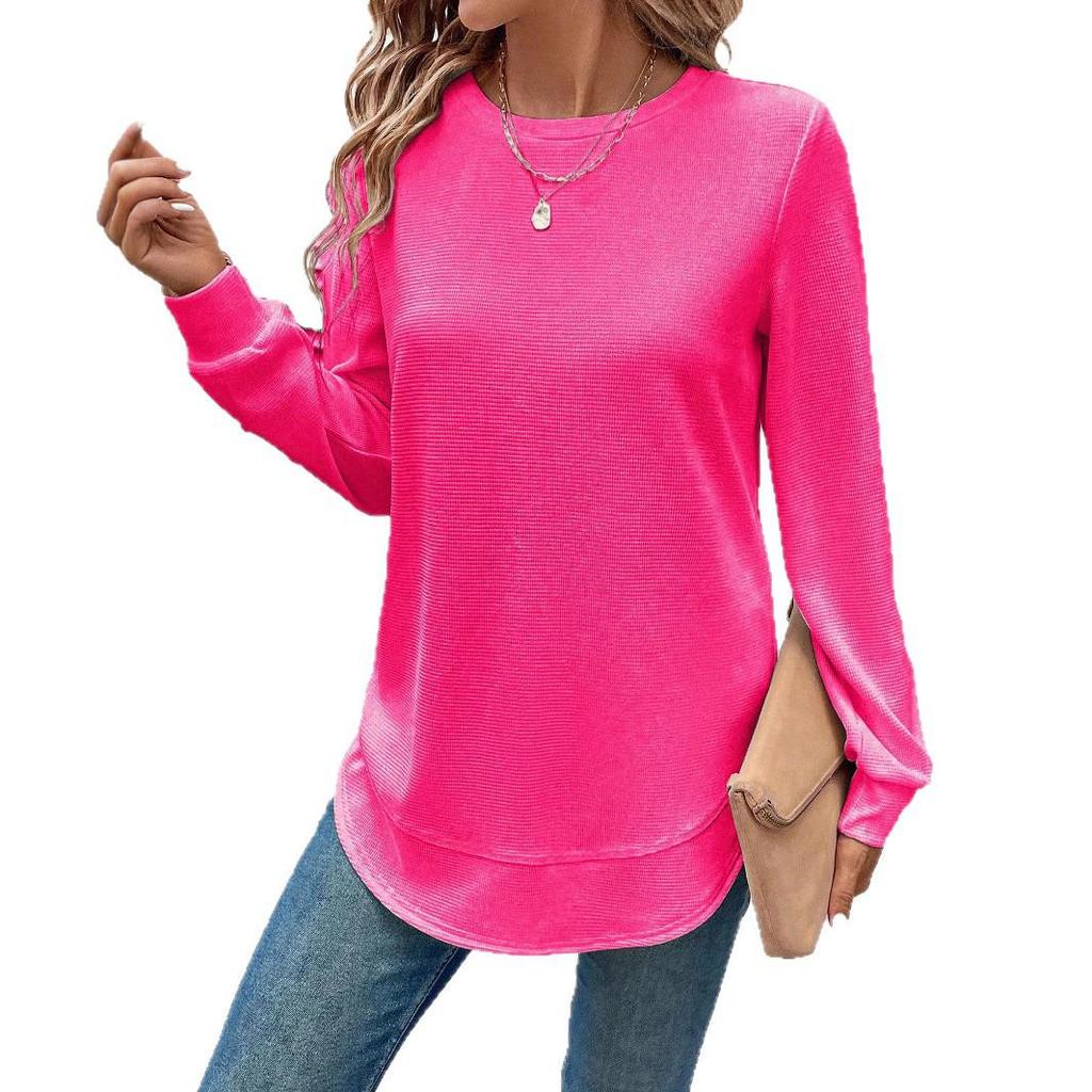 2025 Autumn/Winter Women's Loose Fit Solid Color Long Sleeve Round Neck Hoodie