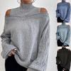 Women's Off-Shoulder Lantern Sleeve Knit Sweater, 2025 Autumn/Winter Collection