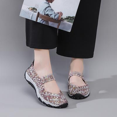Универсальная женская обувь большого размера, женские маленькие белые туфли, повседневная модная обувь, плетеные вручную плетеные туфли, дышащие сандалии на плоской подошве, ленивые
