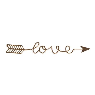 Металлическое деко Напись "love", золото, 24x3,2x0,2 см
