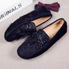 Fashion Hot Sale Brand Men Loafers Genuine Leather Suede Men's Casual Shoes Moccasins Slip On Boat Shoes Fashion Tassel Driving Flats