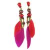 [P7285] - Designer Earrings 'Cheyennes' Red Pink - 12x2 Cm