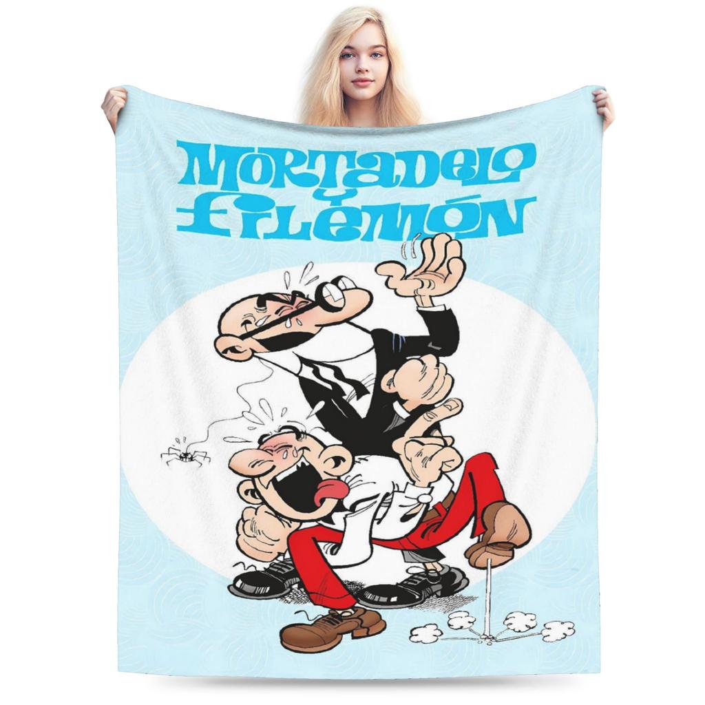 Warm Blanket Adult Camping Mort & Phil Mortadelo y Filemón Throw Blanket Flannel Bedspread For Couch Fashion Sofa Bed Cover