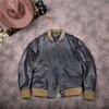 Chinese Size Sheepskin Jacket Soft Thick Natural Tanned Sheep Leather Men Genuine Leather Jacket MA-1 Flight Jacket Autumn