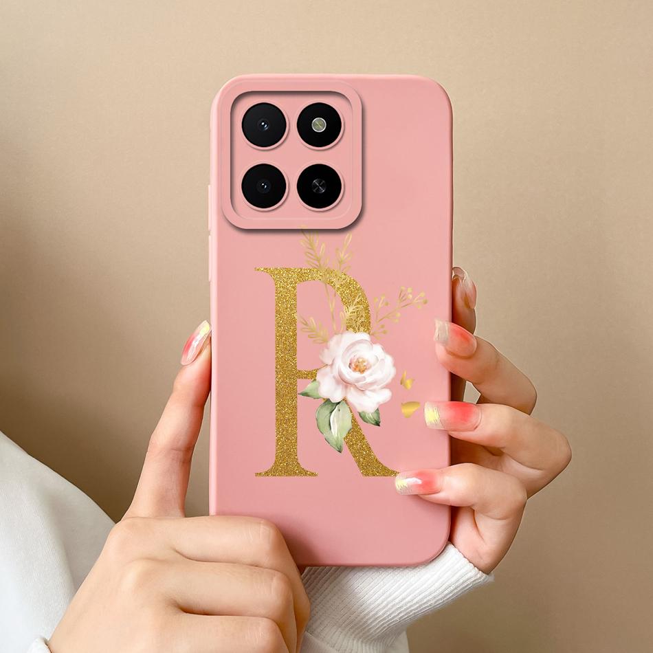 Для Honor X5B Plus X5 Чехол Простая Буква Имени Мягкий Гладкий Жидкий Силикон Ударопрочная Задняя Крышка Телефона Для Honor X 5 X5bPlus Capa