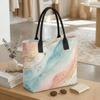  Gradient Star Print Canvas Tote Bag Casual Large Capacity Daily Portable Shoulder Handbag