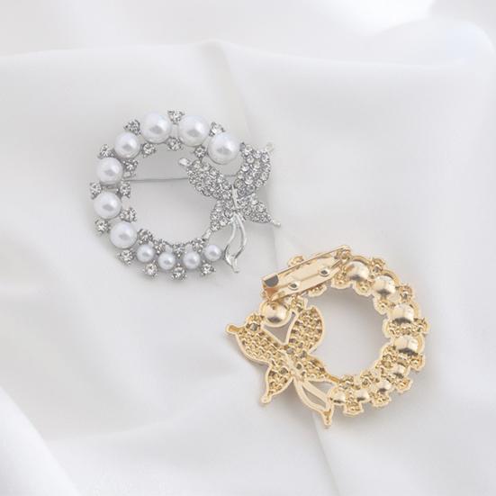 Ladies Butterfly Brooch Pin Rhinestone Faux Pearl Butterfly Brooch Lapel Brooch Pin