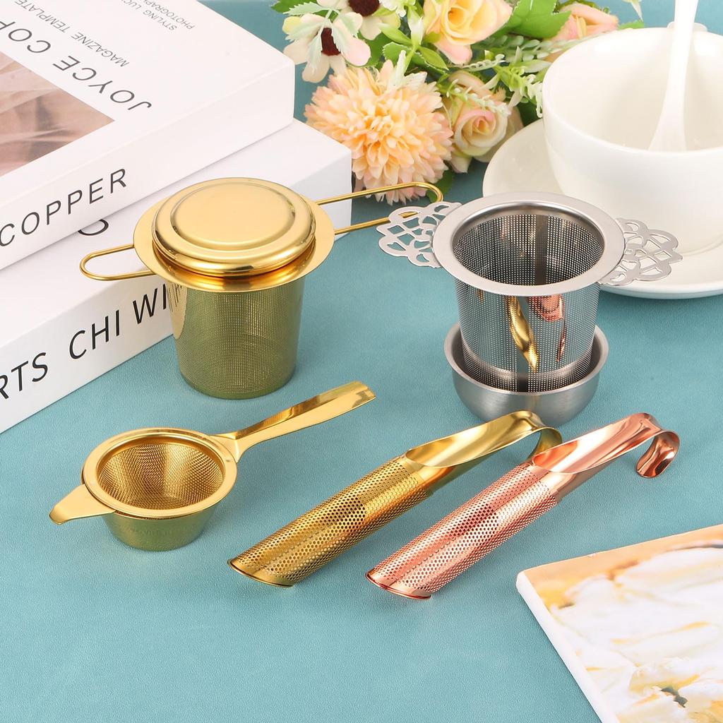 Uxcell 1-Piece Tea Infuser Filter, Fine Mesh, Loose Tea Steeper with Folding Handle, Stainless Steel Tea Strainer for Loose Leaf Tea, Silver