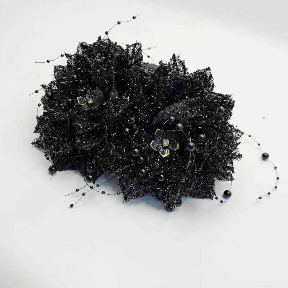 Peony Flower Grasping Clip Sequin Flower Hairgrips Elegant Crab Hair Clips  Girl