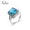 Ювелирные изделия SODROV с большим голубым цирконом, обручальные кольца для женщин