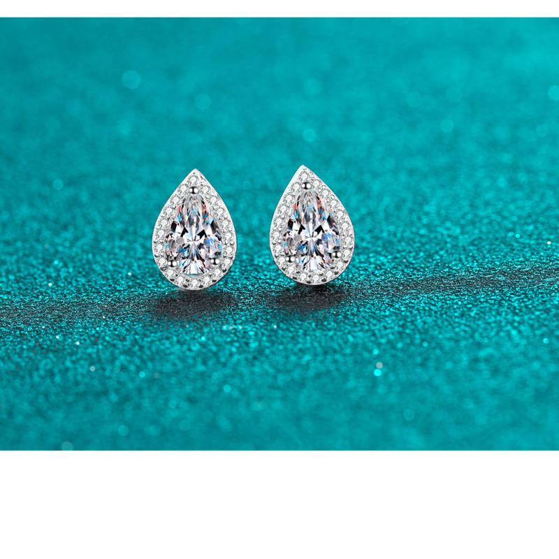 Bague Ringen 100% стерлингового серебра 925 пробы, 1 карат, серьги-гвоздики с муассанитом для женщин, с платиновым покрытием, вечерние ювелирные украшения, подарок