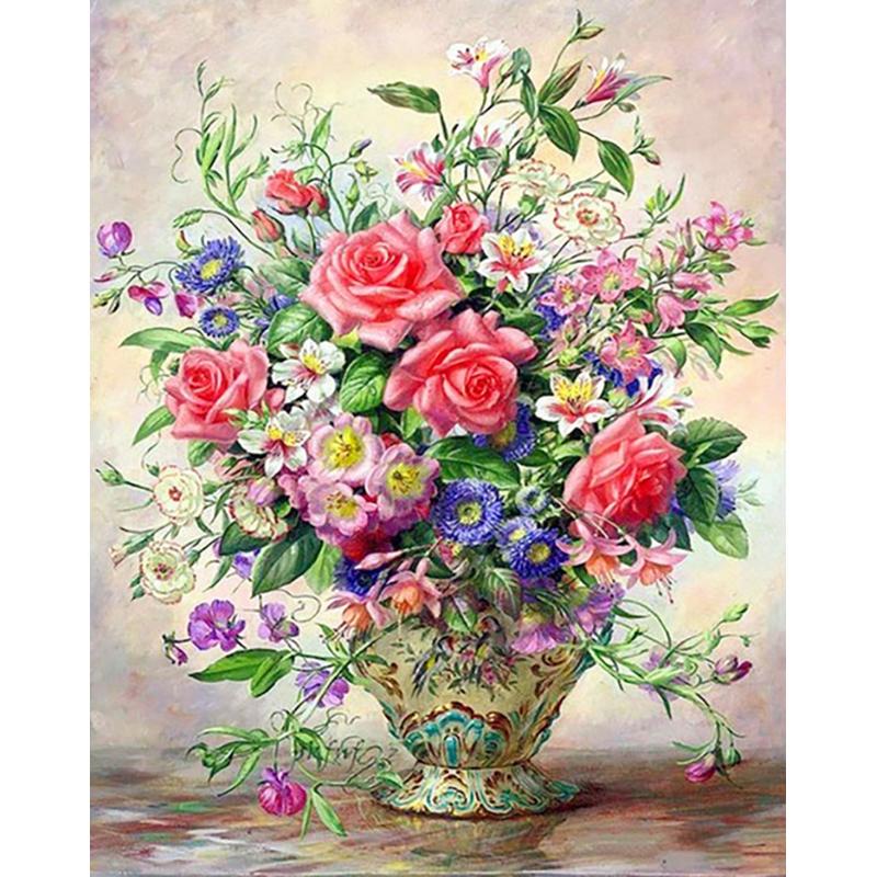 DIY 5D алмазная живопись ваза для цветов вышивка крестиком полная круглая Алмазная вышивка мозаика Цветочная картина из страз Декор подарок