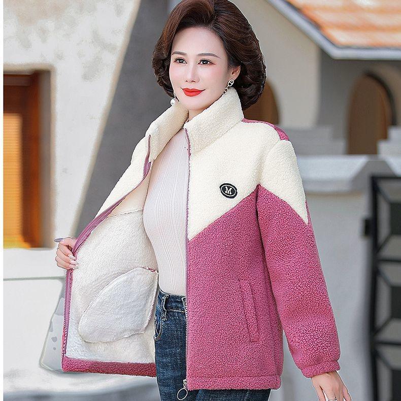 Теплое пальто из утолщенной овечьей шерсти для женщин среднего и пожилого возраста осенью и зимой