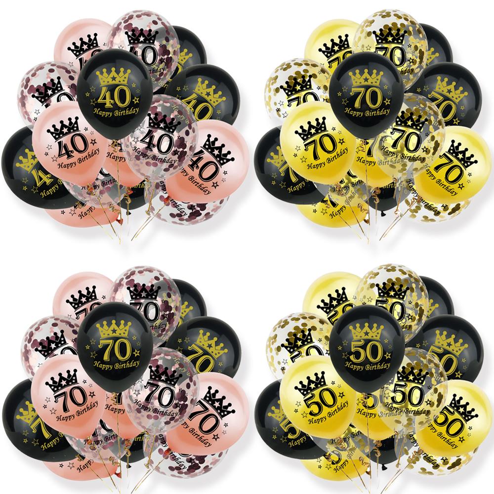 15 шт., 18-й день рождения, декор из воздушных шаров, 12 дюймов, конфетти, латексные шары для 18, 20, 30, 70 лет, празднование дня рождения