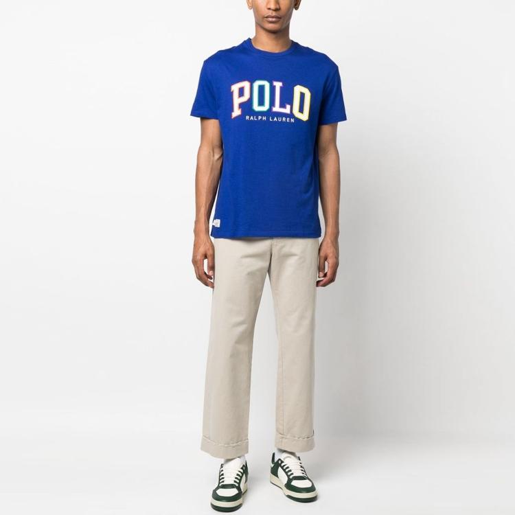 Polo Ralph Lauren Ss23 Логотип Круглый вырез Короткий рукав Футболка Мужская Футболка Синяя 710890804-003
