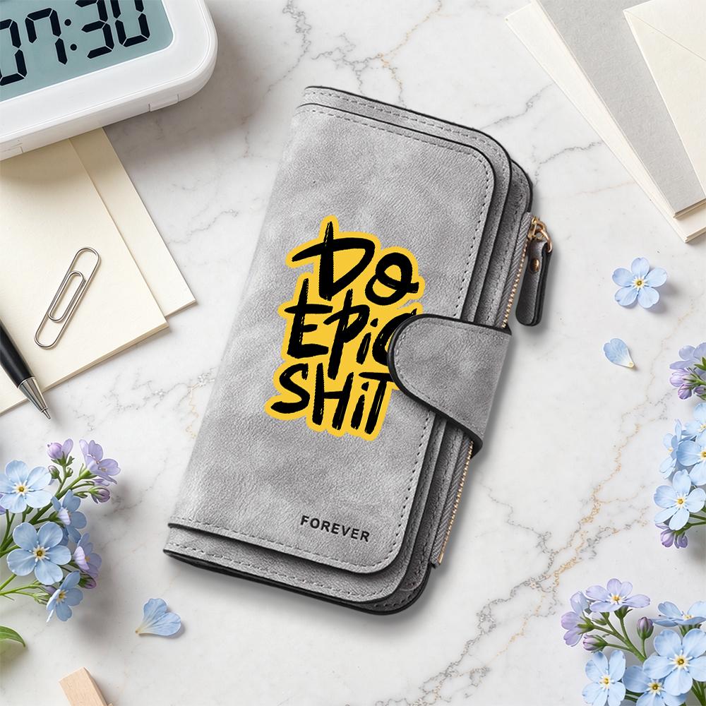 Stylish Long Wallet with Cool Slogan Large Capacity Card Holder