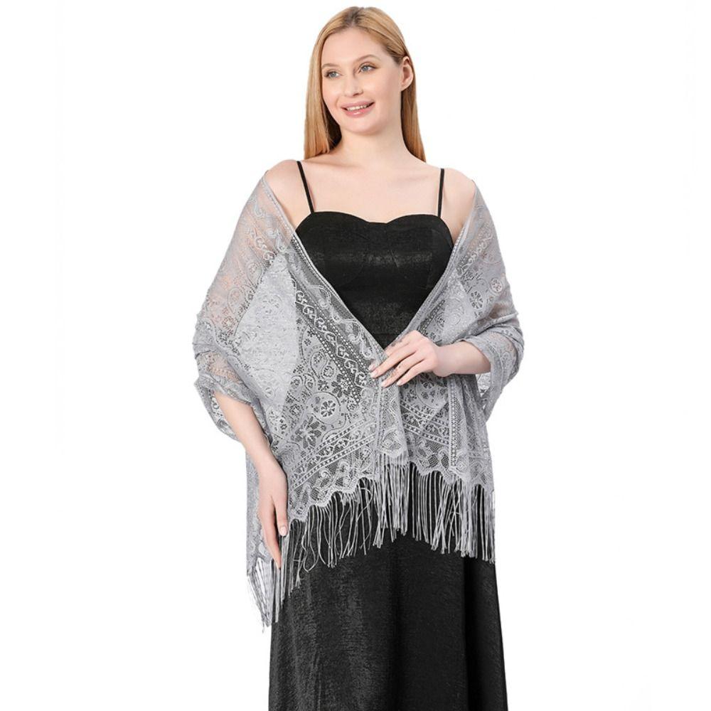 Wedding Shawl Tassel Scarves Cashew Floral Mesh Fringe Wraps  for Wedding Evening Party Dresses