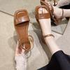 Женские сандалии-балетки 2025 новая летняя модель с юбкой удобная мягкая подошва на одно слово с открытым носком римские пляжные туфли