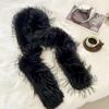 Spice Girl Long Fur Scarf Faux Mink Thickened Soft Scarf Warm Plush Solid Color Fur Collar Scarf