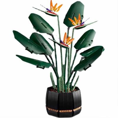 Букет райской птицы, роза, строительный блок, кирпичи, Unziptoy, сделай сам, иллюстрация в горшке, праздничный подарок подруге