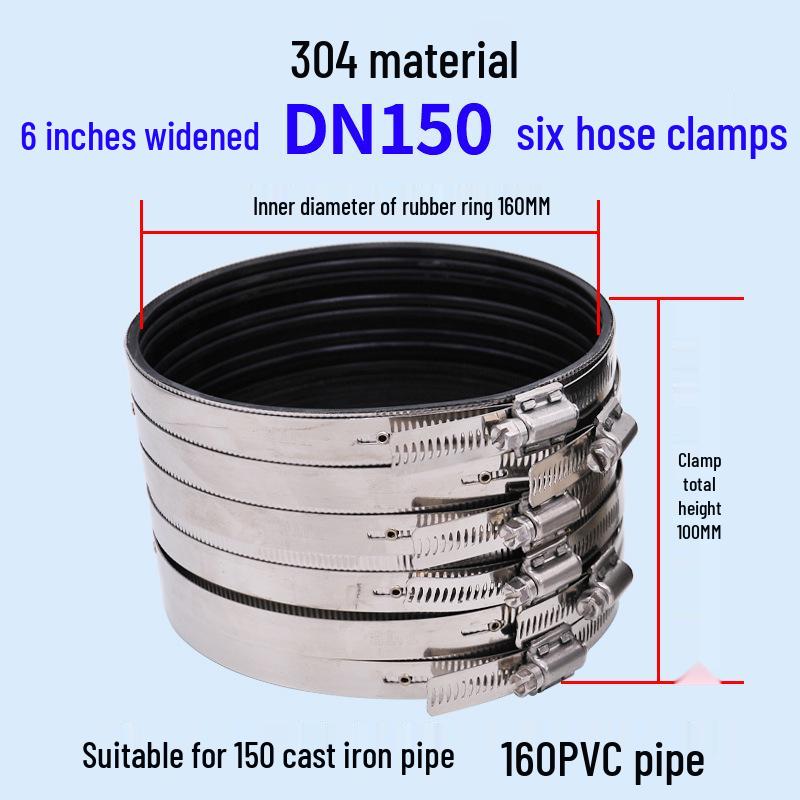 Прочная гибкая зажимная трубка из нержавеющей стали и чугуна для канализационных и дренажных труб