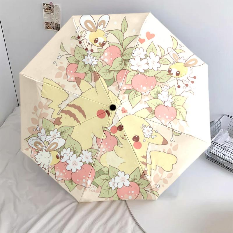 Cute Pokémon 8-Bone Automatic Folding Umbrella, Windproof Compact for Home & Outdoor, Ideal Gift for Fans