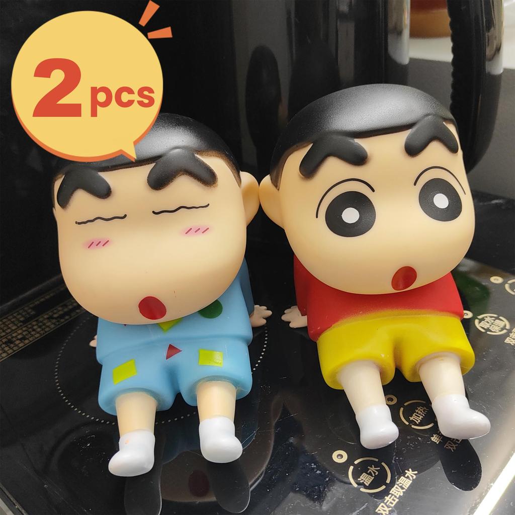 Crayon Shin-Chan Phone Holder Kawaii Anime Desktop Ornaments Cartoon Watching TV Phone Support Cute Doll Decorations Toy Gifts