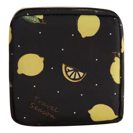 Сумка для хранения гигиенических салфеток, внутренний карман с мультяшным принтом, застежка-молния, большая вместимость, с ремешком на запястье, косметические наушники, ключи для хранения ювелирных изделий