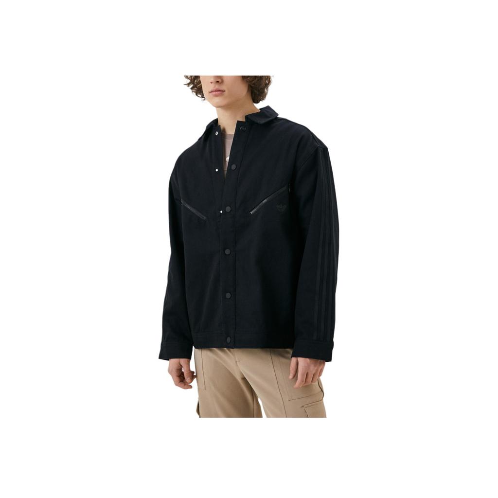 Adidas Originals, однобортная джинсовая куртка с воротником-трилистником, мужская верхняя одежда, черный H33483