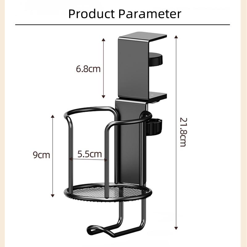 2 in 1 Desk Cup Holder with Headphone Hanger Holder, Anti-Spill Clip-On Table Cup Hook with 360° Rotation for Office Home Table