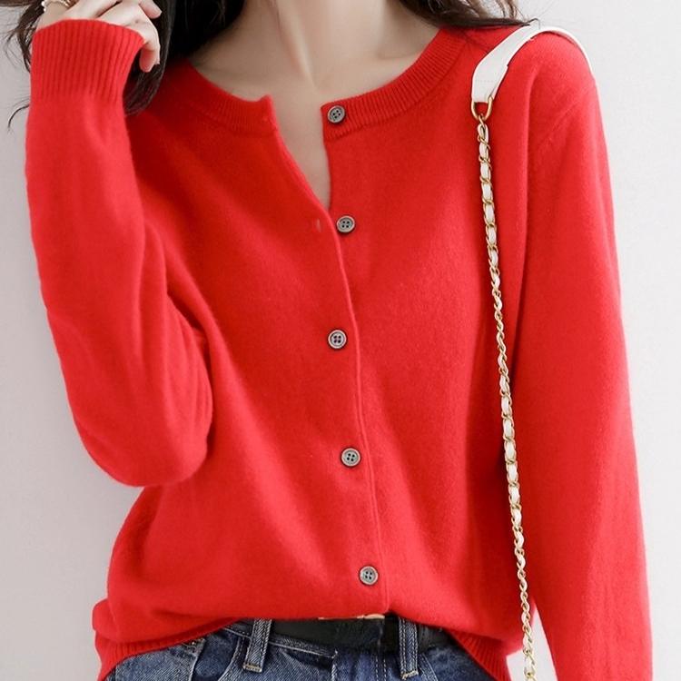 Весенний джемпер с круглым вырезом, свободный, мягкий, тонкий свитер, вязаный кардиган, куртка, осенний, корейская версия, с длинным рукавом, однотонные свитера, топы, верхняя одежда
