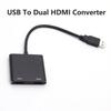 USB 3.0 на HDMI USB на двойной HDMI Конвертер Один на два 1080P USB на HDMI Адаптер Алюминиевый сплав Расширенный Конвертер