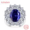 Lindon Classic 925 Sterling Silver Zircon Ring Ladies Jewelry Wedding Promise Party Gift