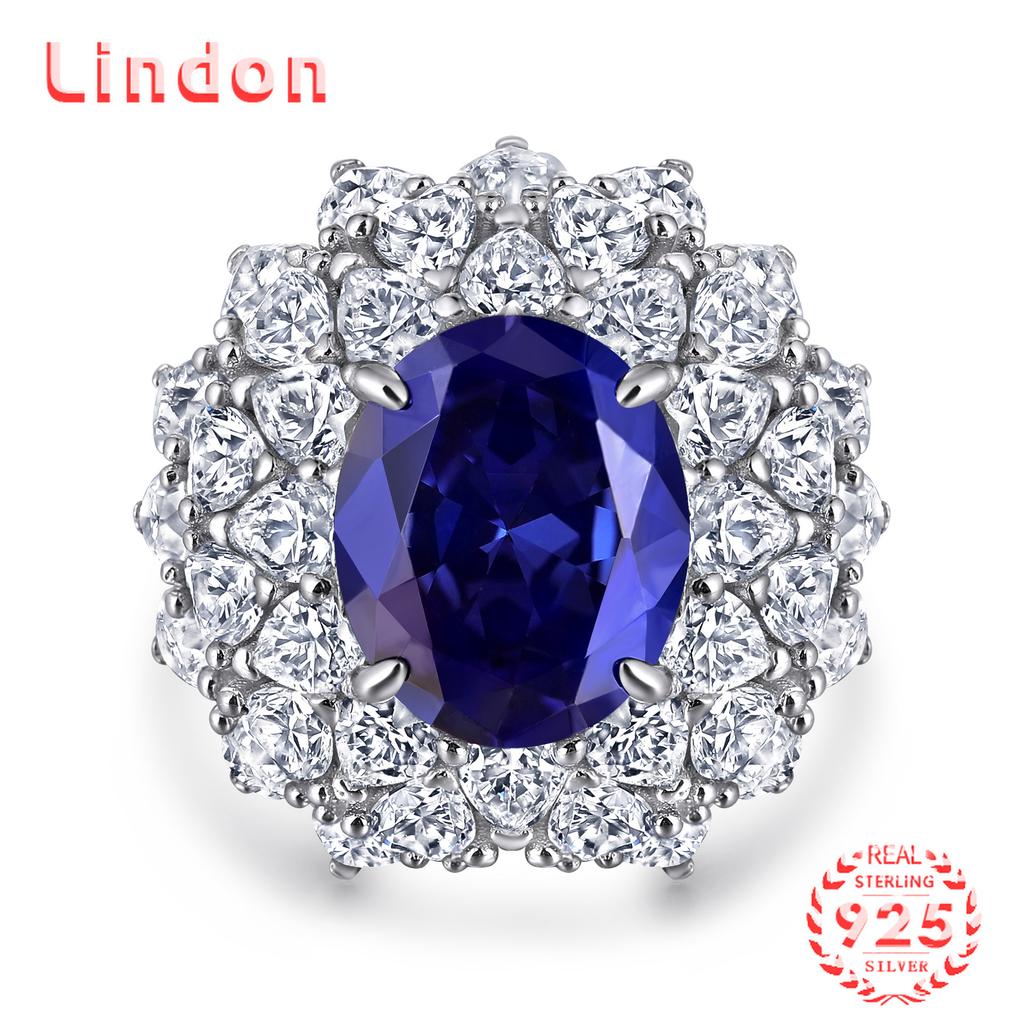 Lindon Classic 925 Sterling Silver Zircon Ring Ladies Jewelry Wedding Promise Party Gift