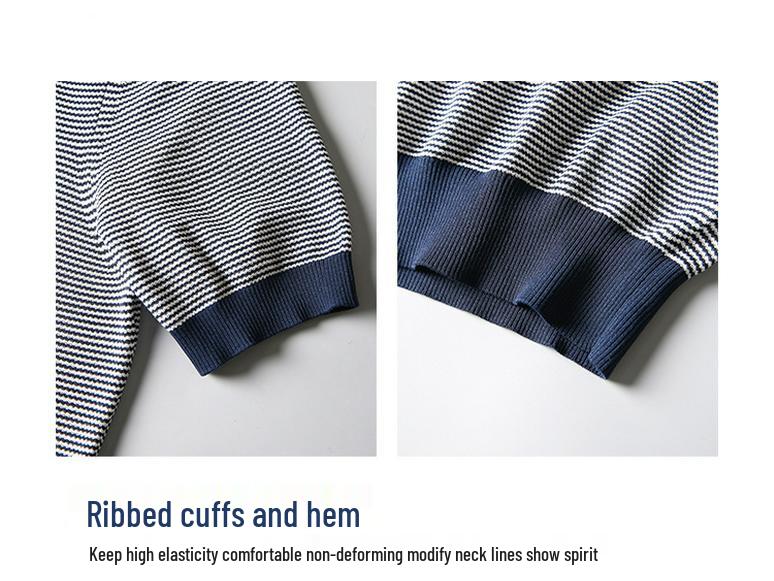 Мужское полосатое поло 2024 года: Трикотажная футболка с коротким рукавом и универсальным круглым вырезом