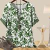Women's Casual Loose Spring Shirt Women's Short Sleeve Vintage Painted Patterns Printed Tops