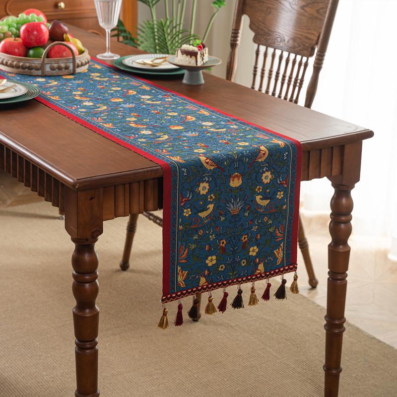 Американский Ретро Жаккардовый Сорока Цветок Кисточка Столовая Дорожка/Покрывало Полиэстер