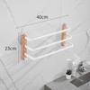 40cm-60cm Wood Bathroom Towel Rack Black/White Aluminum Towel Holder Wall Hanging Multi Pole Triple Towel Bar With Hook
